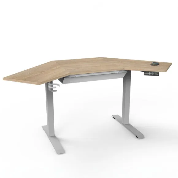 Corner Height Adjustable Desk with Drawer - Ash image