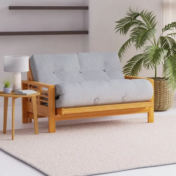 2-Seater Futon Sofa Bed - Grey, Cotton