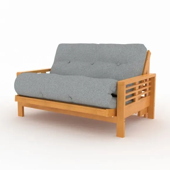 2-Seater Futon Sofa Bed - Grey, Cotton