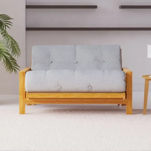 2-Seater Futon Sofa Bed - Grey, Cotton image