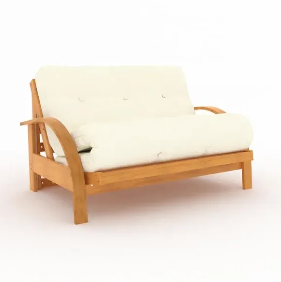 2-Seater Futon Sofa Bed - Natural, Cotton