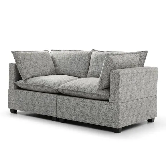 2-Seater Modular Sofa - Light Grey, Boucle
