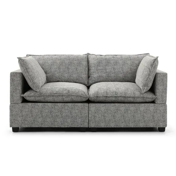 2-Seater Modular Sofa - Light Grey, Boucle
