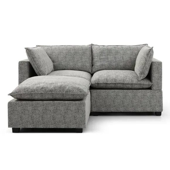 2-Seater Modular Sofa with Chaise - Grey, Boucle