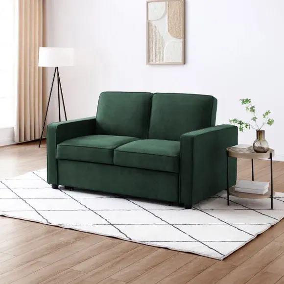 2-Seater Sofa Bed with Pop-Up - Green, Fabric