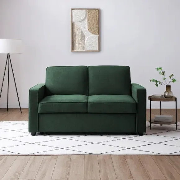 2-Seater Sofa Bed with Pop-Up - Green, Fabric image