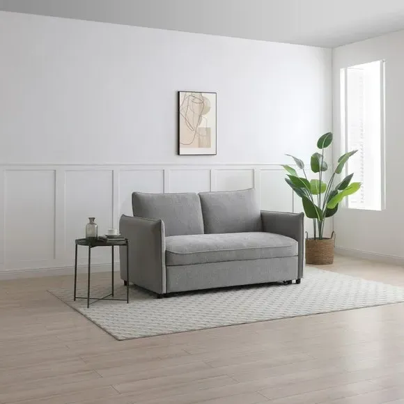 2-Seater Sofa Bed with Pop Up - Grey, Boucle