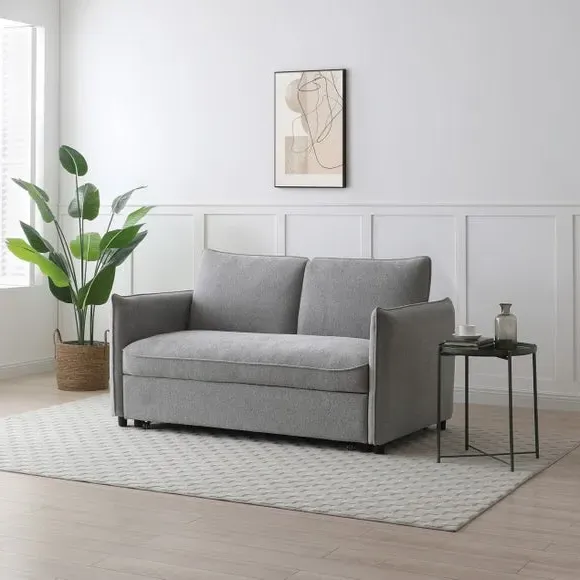 2-Seater Sofa Bed with Pop Up - Grey, Boucle