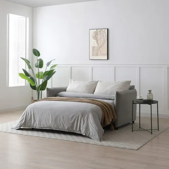 2-Seater Sofa Bed with Pop Up - Grey, Boucle