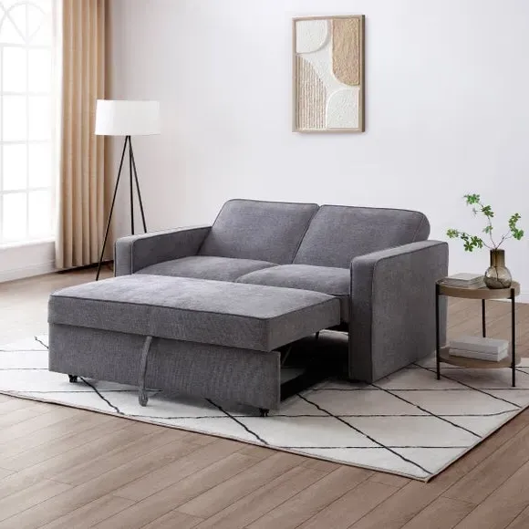2-Seater Sofa Bed with Pop-Up - Grey, Fabric