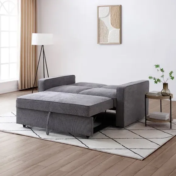 2-Seater Sofa Bed with Pop-Up - Grey, Fabric