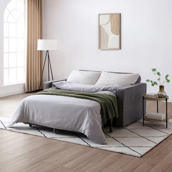 2-Seater Sofa Bed with Pop-Up - Grey, Fabric