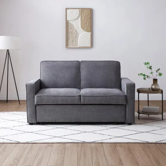 2-Seater Sofa Bed with Pop-Up - Grey, Fabric