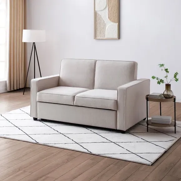 2-Seater Sofa Bed with Pop-Up - Natural, Fabric