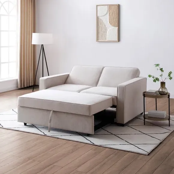 2-Seater Sofa Bed with Pop-Up - Natural, Fabric
