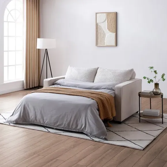 2-Seater Sofa Bed with Pop-Up - Natural, Fabric