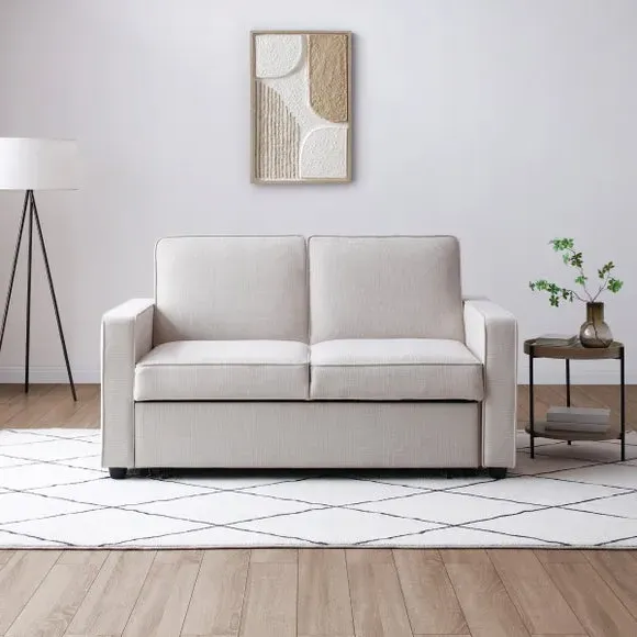 2-Seater Sofa Bed with Pop-Up - Natural, Fabric