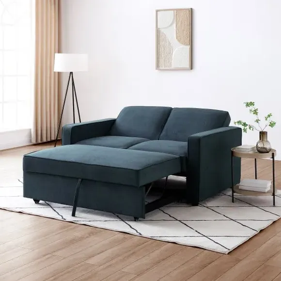 2-Seater Sofa Bed with Pop-Up - Navy, Fabric