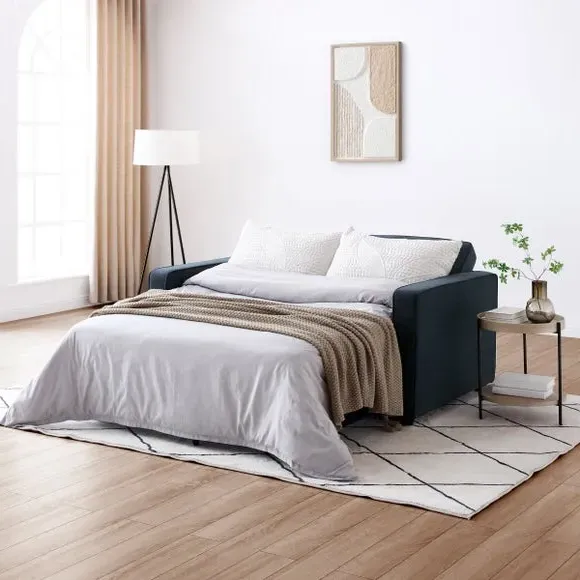 2-Seater Sofa Bed with Pop-Up - Navy, Fabric
