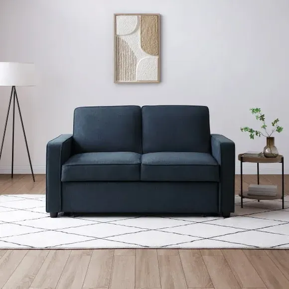 2-Seater Sofa Bed with Pop-Up - Navy, Fabric