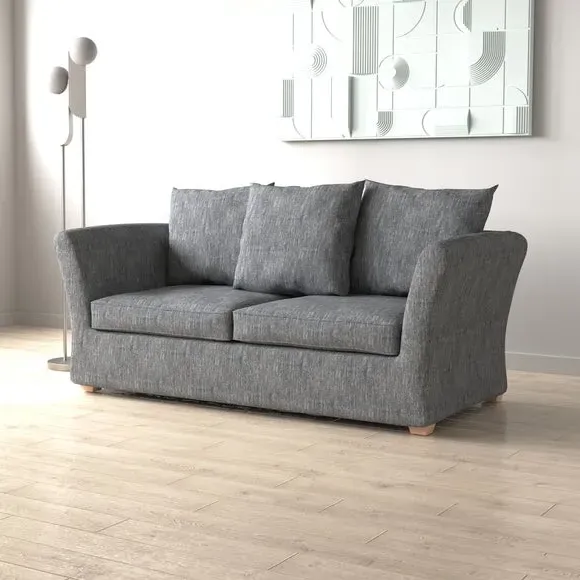 2-Seater Sofa Bed with Storage - Grey, Chenille image