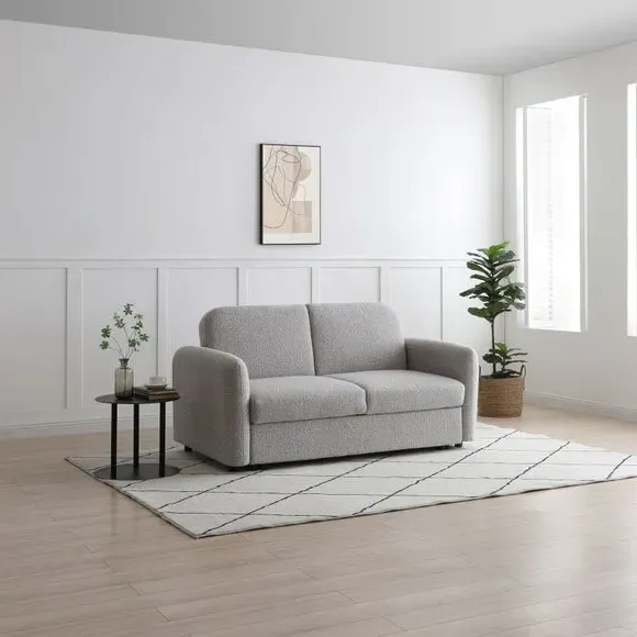 2-Seater Sofa Bed with Trundle - Natural, Boucle image