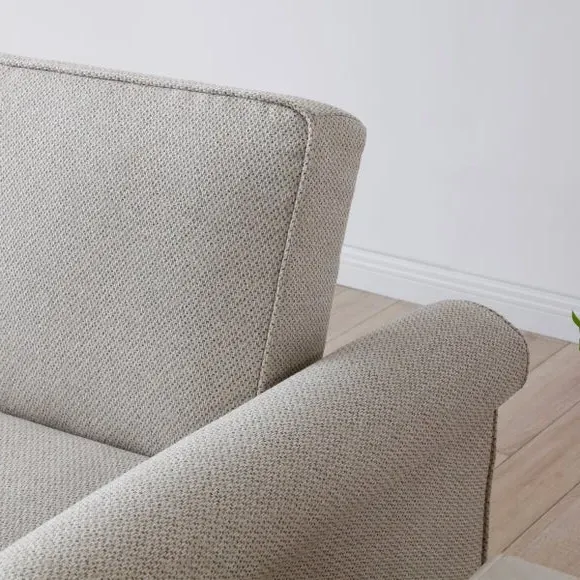 2-Seater Sofabed with Scroll Arms - Natural, Fabric