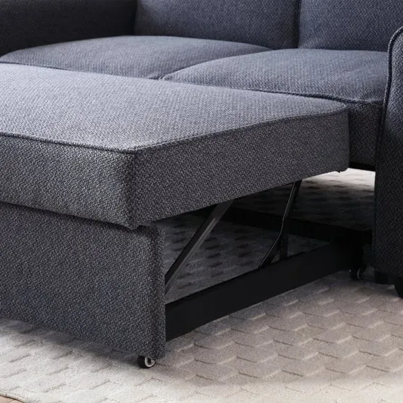 2-Seater Sofabed with Scroll Arms - Navy, Fabric