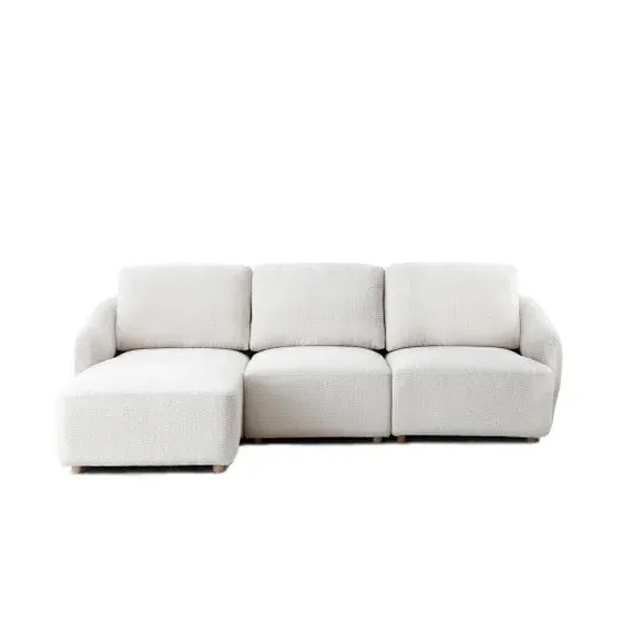 3-Seater Modular Sofa with Footstool - Natural