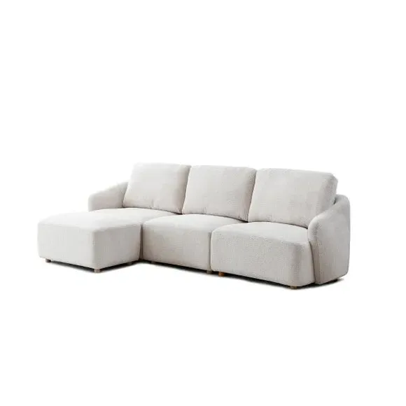 3-Seater Modular Sofa with Footstool - Natural