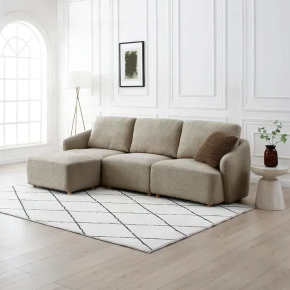 3-Seater Modular Sofa with Footstool - Taupe