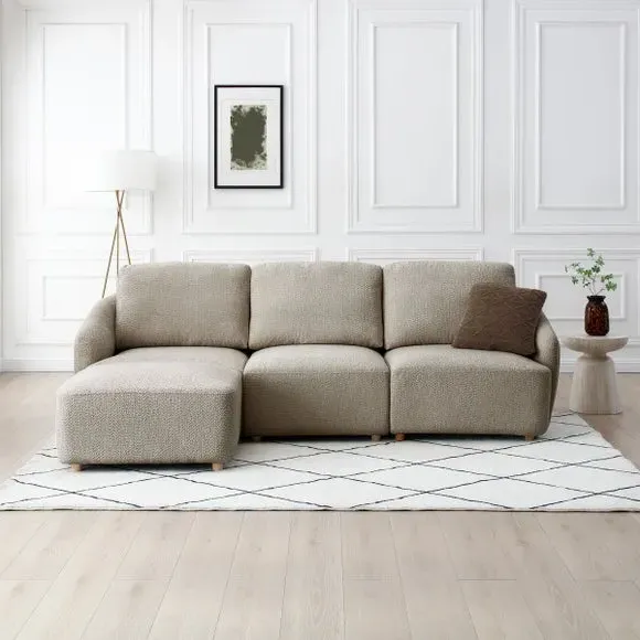 3-Seater Modular Sofa with Footstool - Taupe