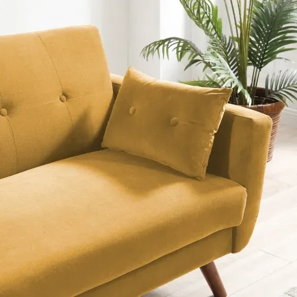 3-Seater Sofa Bed with Click-Clack - Gold, Velvet