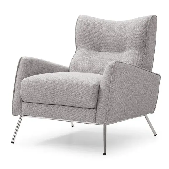 Accent Chair with Piped Edge - Grey, Linen Effect