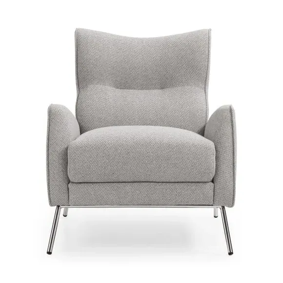 Accent Chair with Piped Edge - Grey, Linen Effect