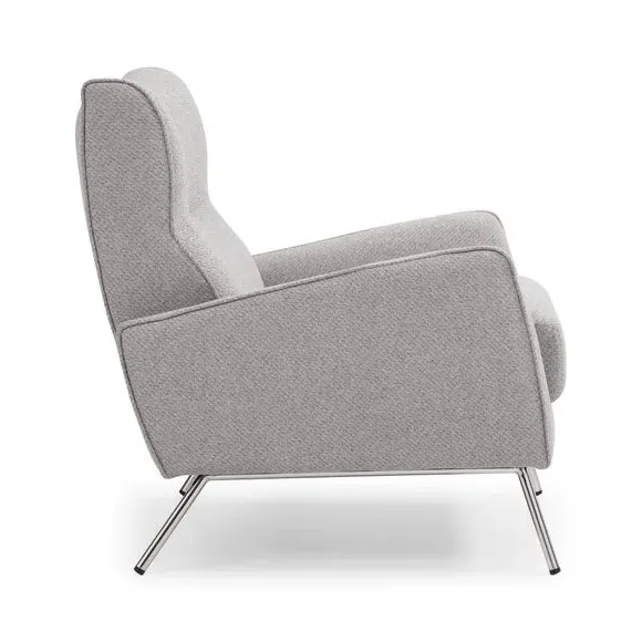 Accent Chair with Piped Edge - Grey, Linen Effect