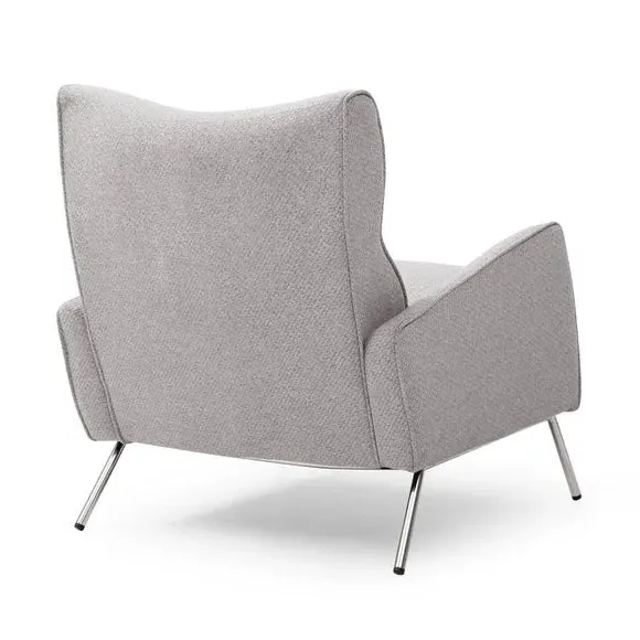 Accent Chair with Piped Edge - Grey, Linen Effect