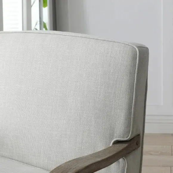 Accent Chair with Wooden Frame - Cream, Linen