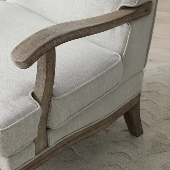Accent Chair with Wooden Frame - Cream, Linen
