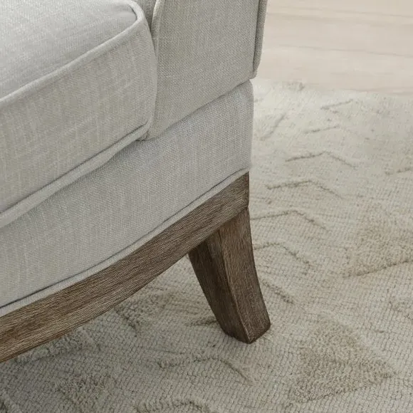 Accent Chair with Wooden Frame - Cream, Linen