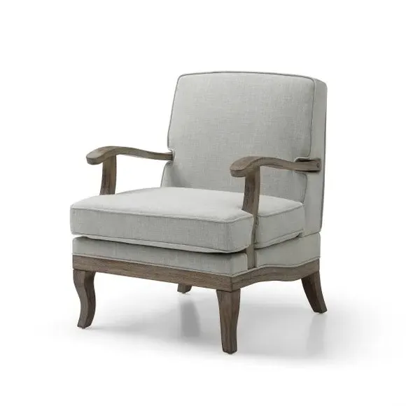 Accent Chair with Wooden Frame - Cream, Linen