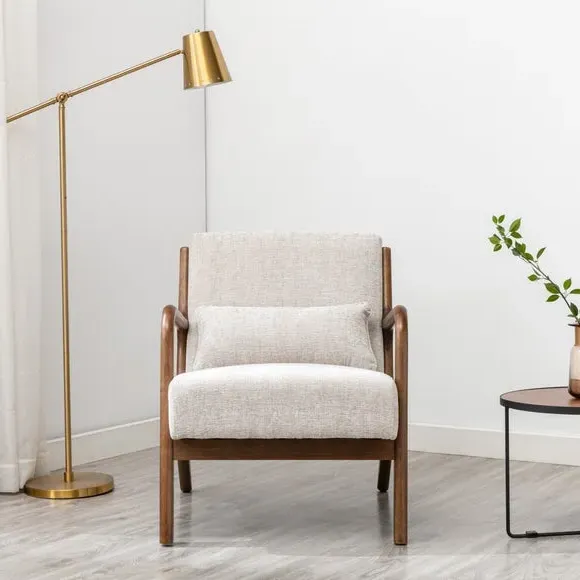 Armchair with Bolster Cushion - Natural, Chenille