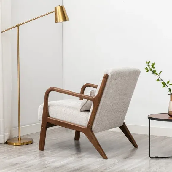 Armchair with Bolster Cushion - Natural, Chenille