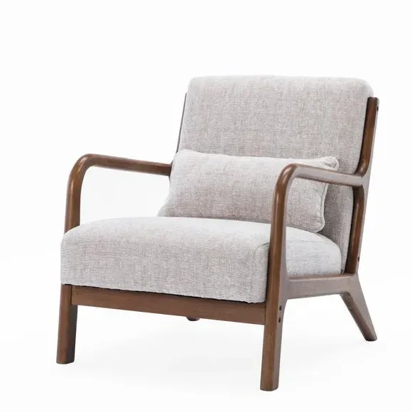 Armchair with Bolster Cushion - Natural, Chenille