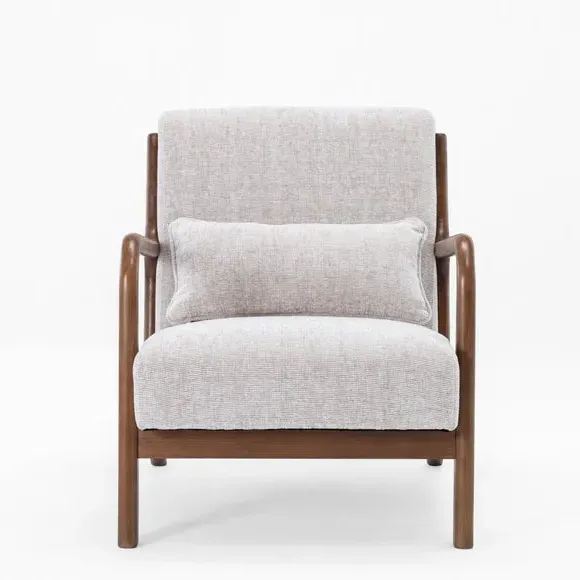 Armchair with Bolster Cushion - Natural, Chenille