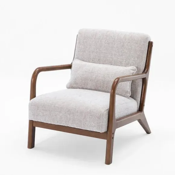 Armchair with Bolster Cushion - Natural, Chenille