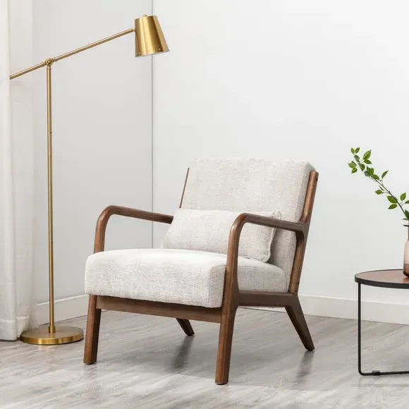 Armchair with Bolster Cushion - Natural, Chenille image