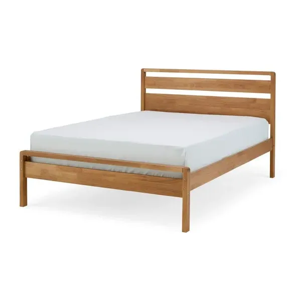 Bed Frame with Slatted Headboard - Wood, Rubberwood image