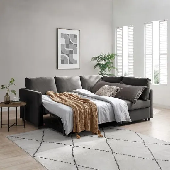 Corner Double Sofa Bed - Dark Grey, Chenille image