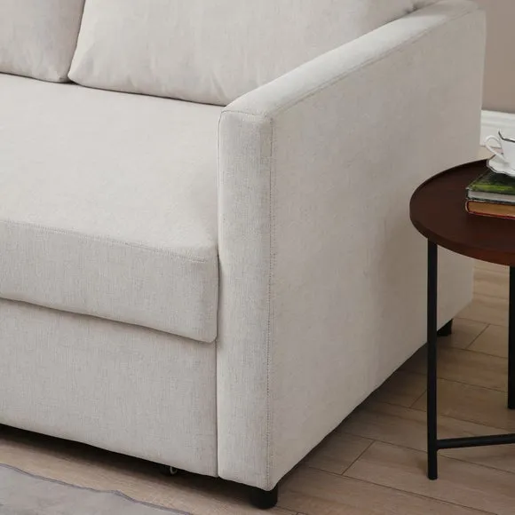 Corner Double Sofa Bed - Natural, Chenille